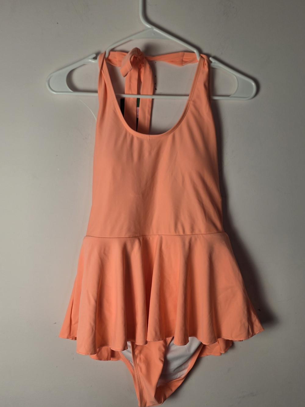 HALARA Bright Coral Halter Skirted One-Piece Womens Swimsuit Size Large